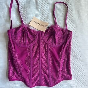 SHEIN Fuchsia Lace Bustier